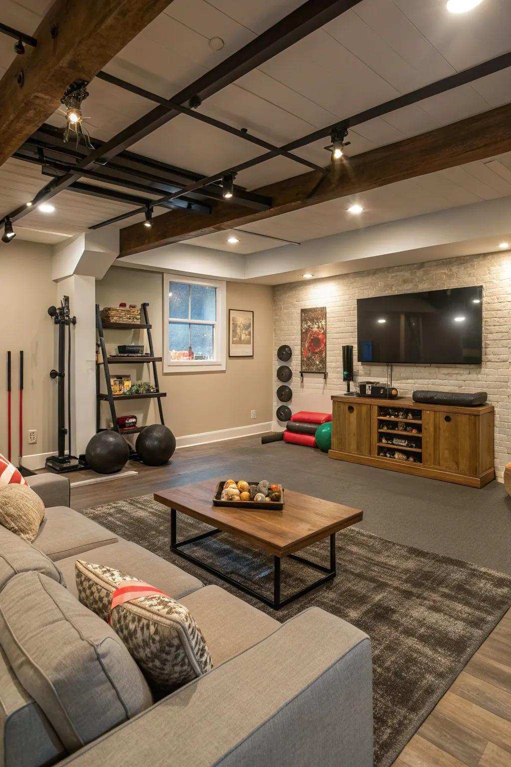 A practical plan allows for a versatile basement area.