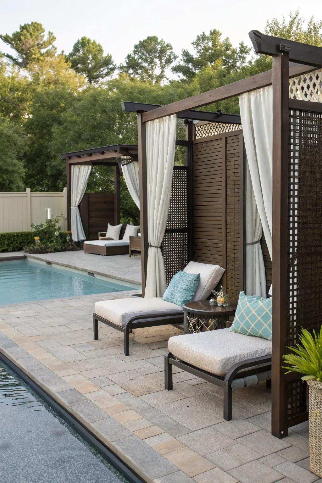 A private nook with panels and seating for peaceful relaxation.