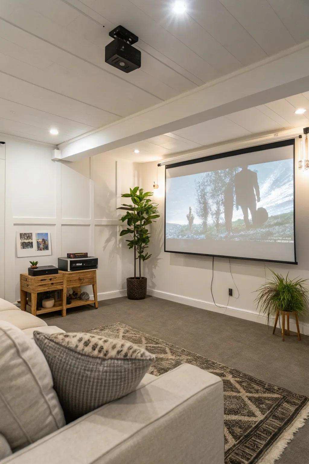 A projector maximizes screen size without taking up extra space.