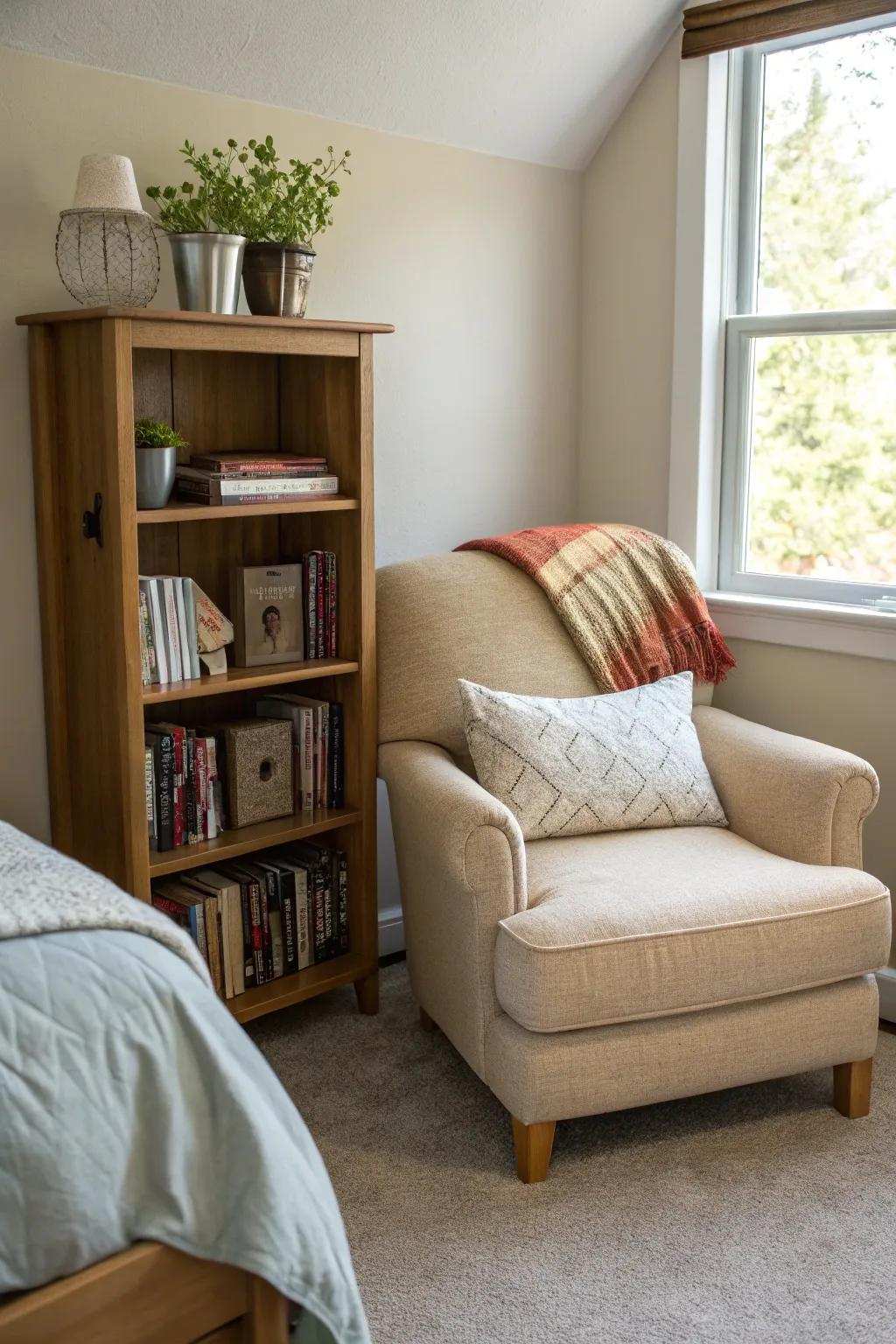 A relaxation zone invites you to de-stress with a good book or meditation.