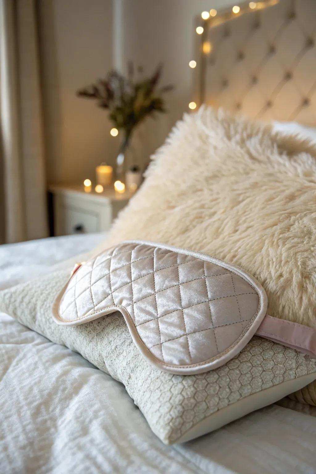 A restful night's sleep with a pressure eye covering.