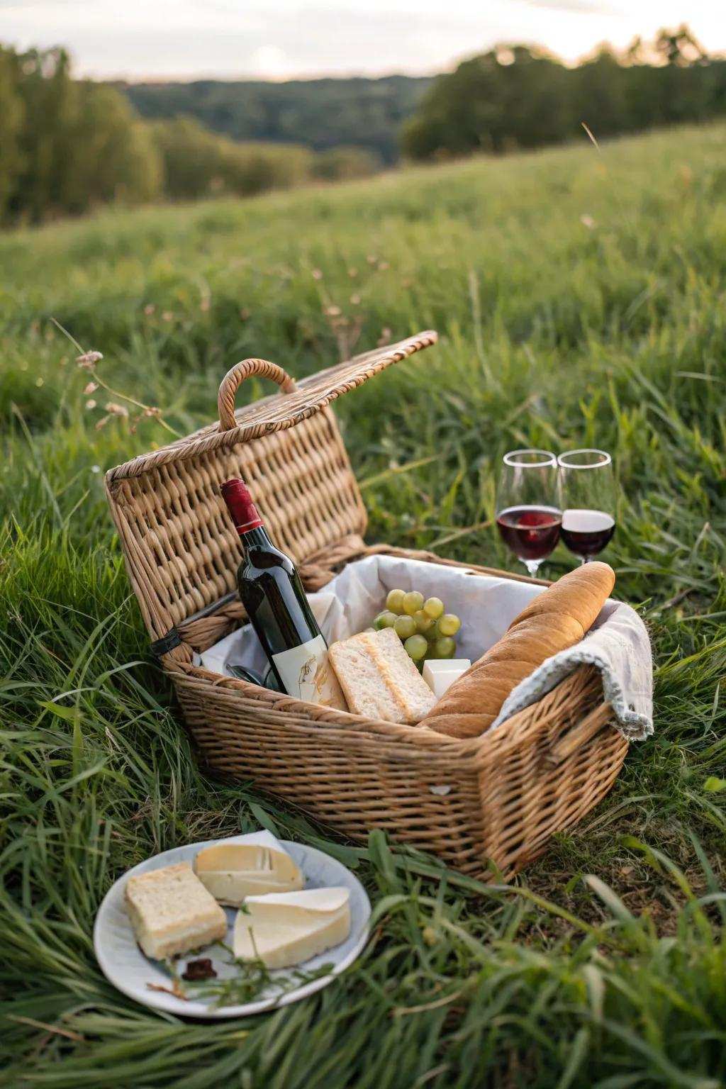 A romantic picnic basket ready to enhance any outdoor adventure.