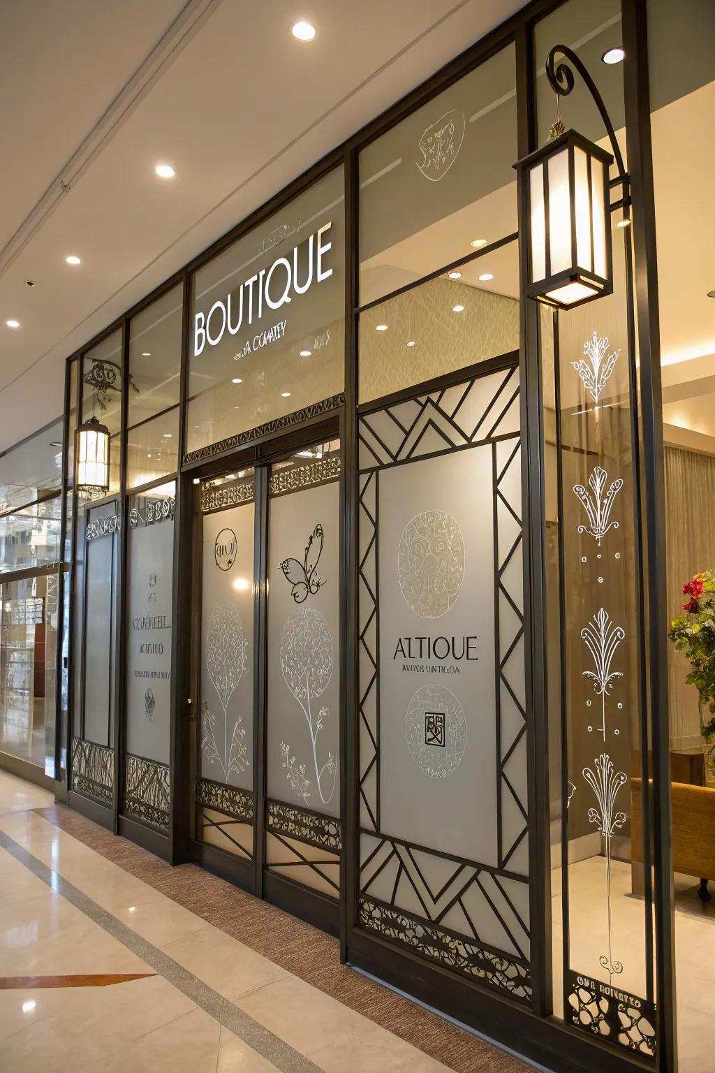 A sculptural identifier that transforms a boutique front into a piece of art.