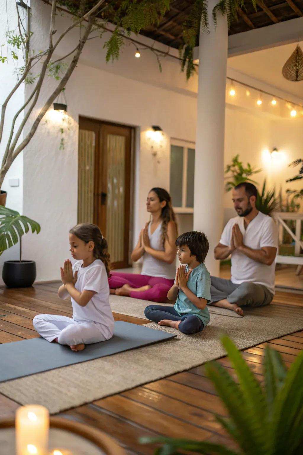 A serene well-being session promoting family wellness.