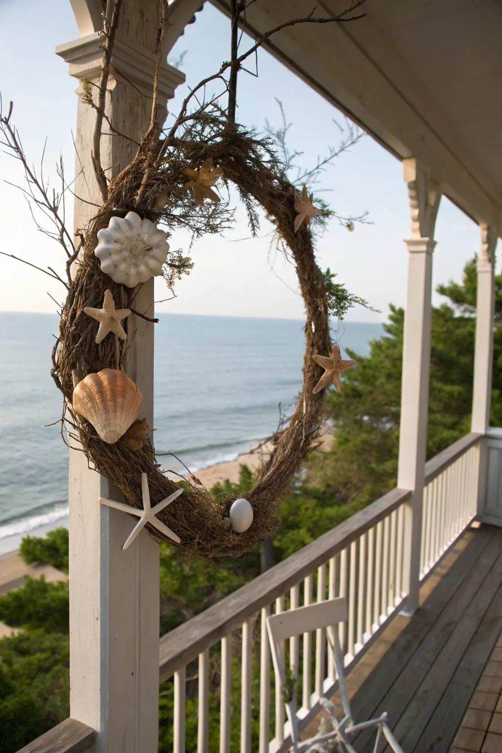 A shoreline circle, embodying summer's essence alongside the sea.