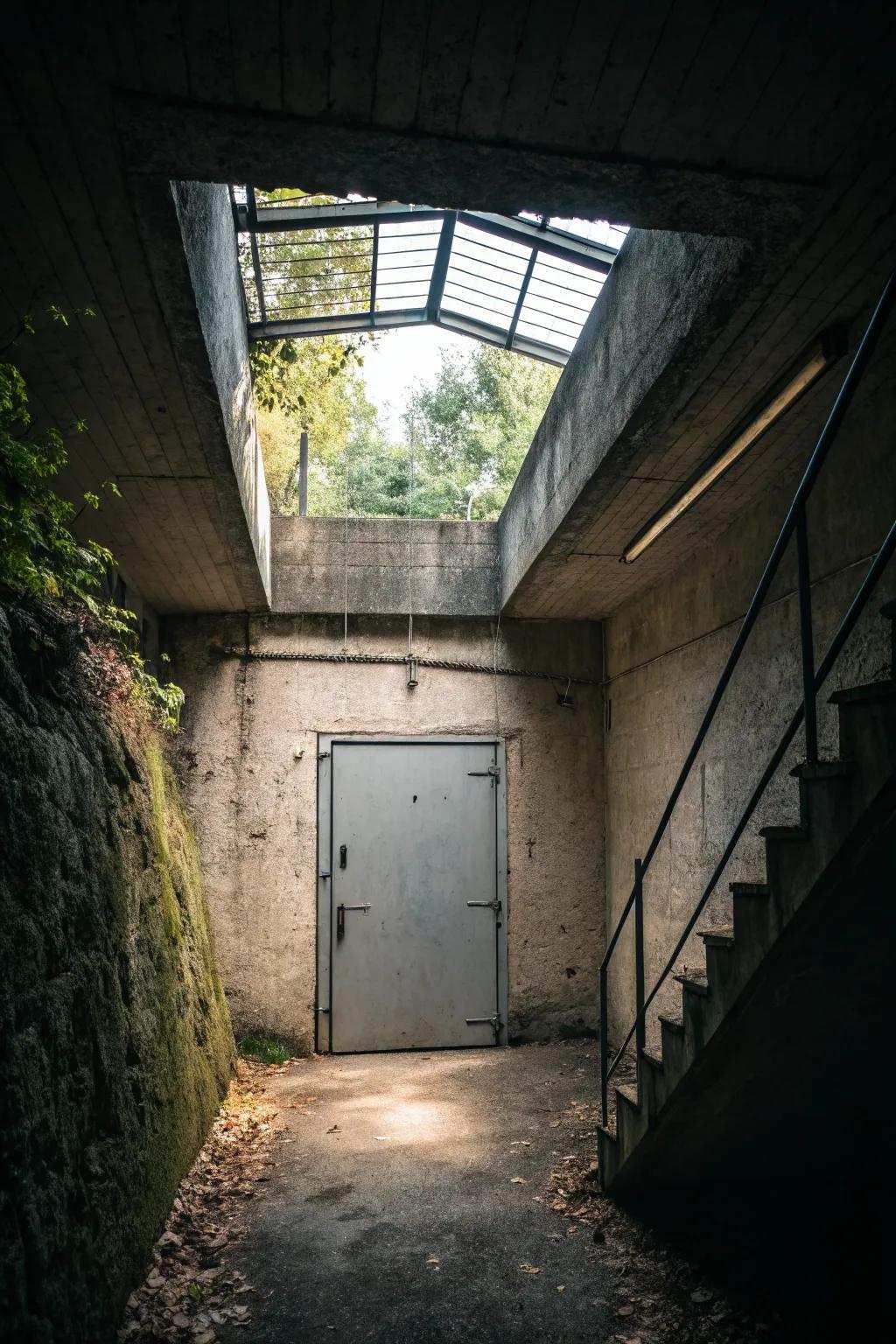 A skylight floods the entrance with natural light.