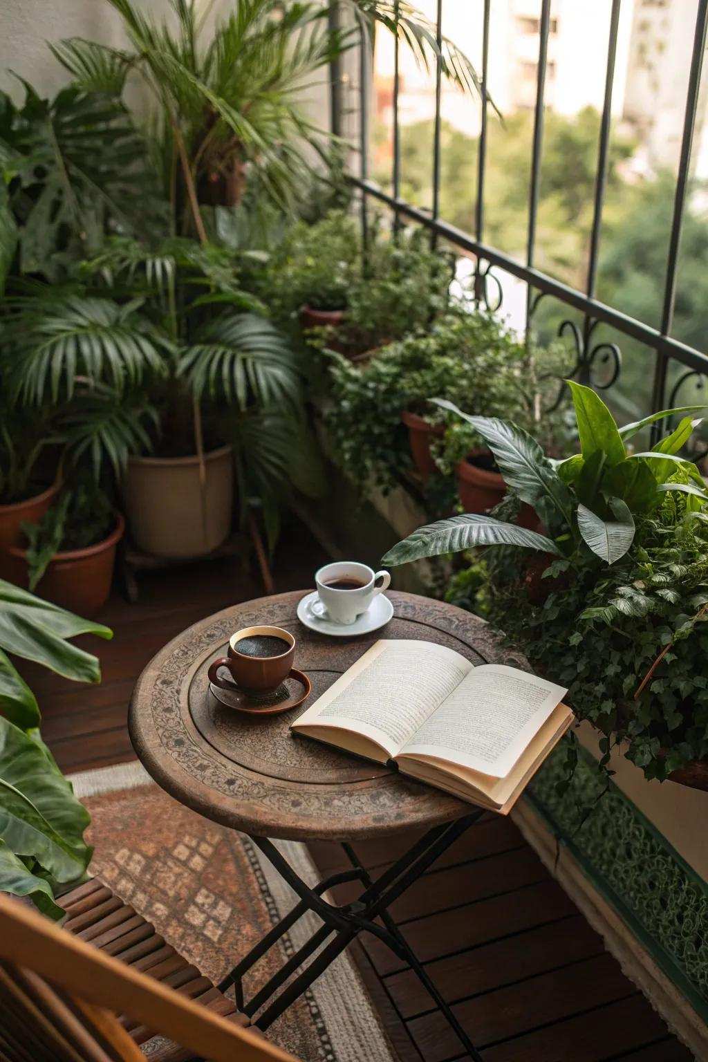 A small table introduces charm and practicality to your balcony.