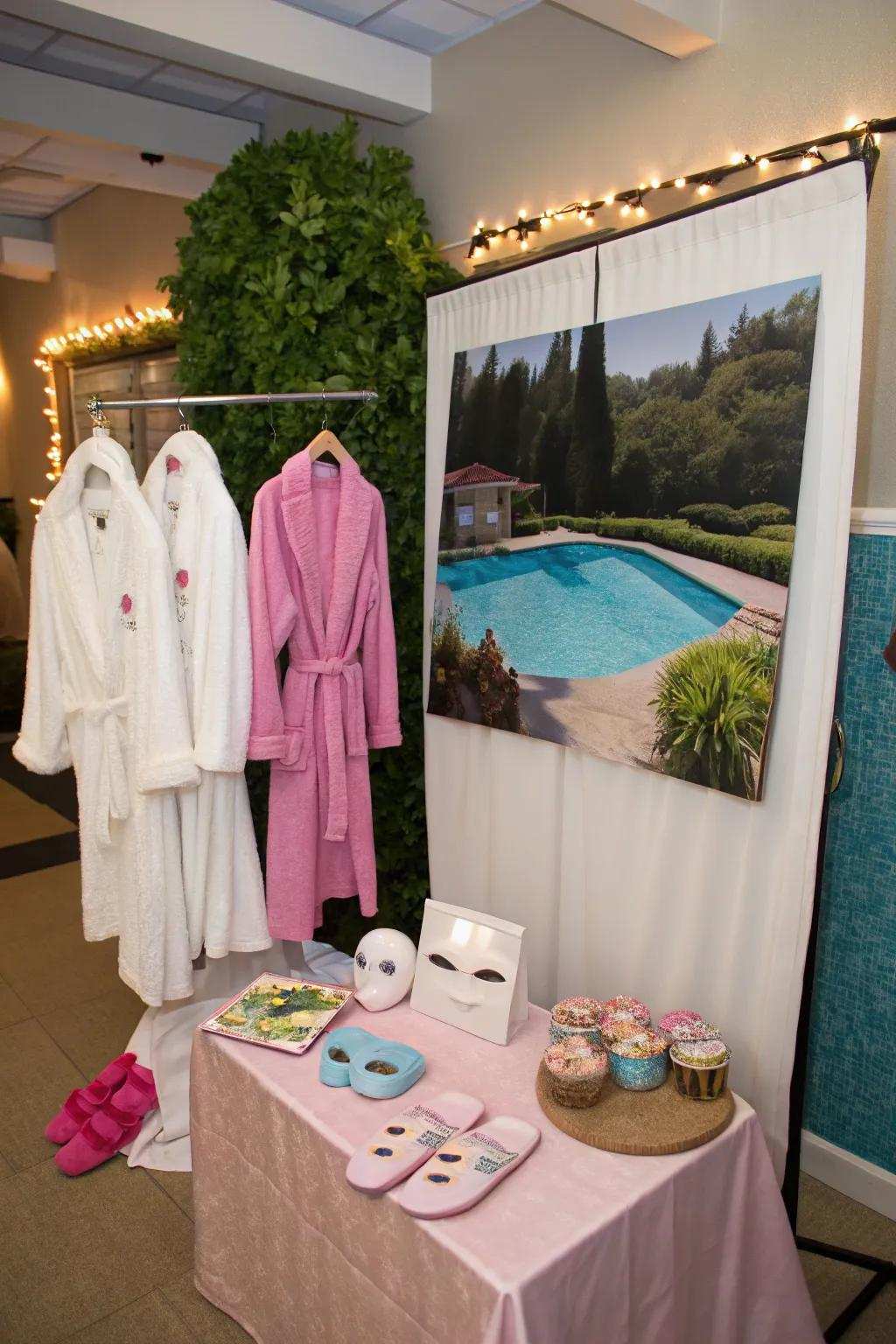 A snapshot booth captures amusing memories of your spa slumber party.
