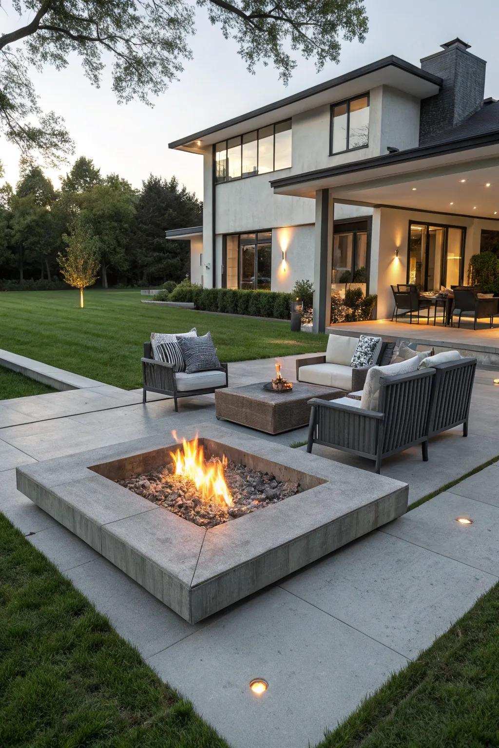 A solid concrete sets up a modern and durable base for your patio.
