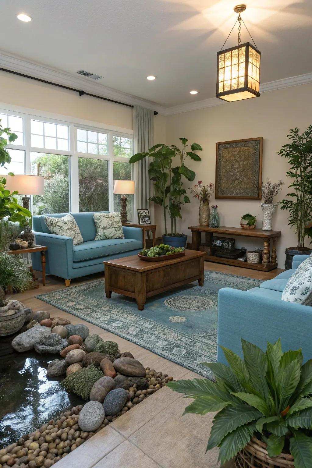 A space designed with Feng Shui ideas for balance.