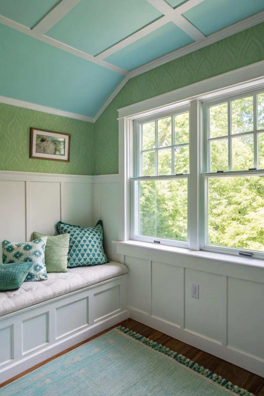 A space painted with colors that promote calm and relaxation.