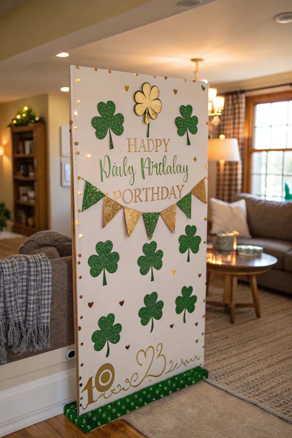 A St. Patrick's Day styled birthday board that infuses your decor with Irish charm.