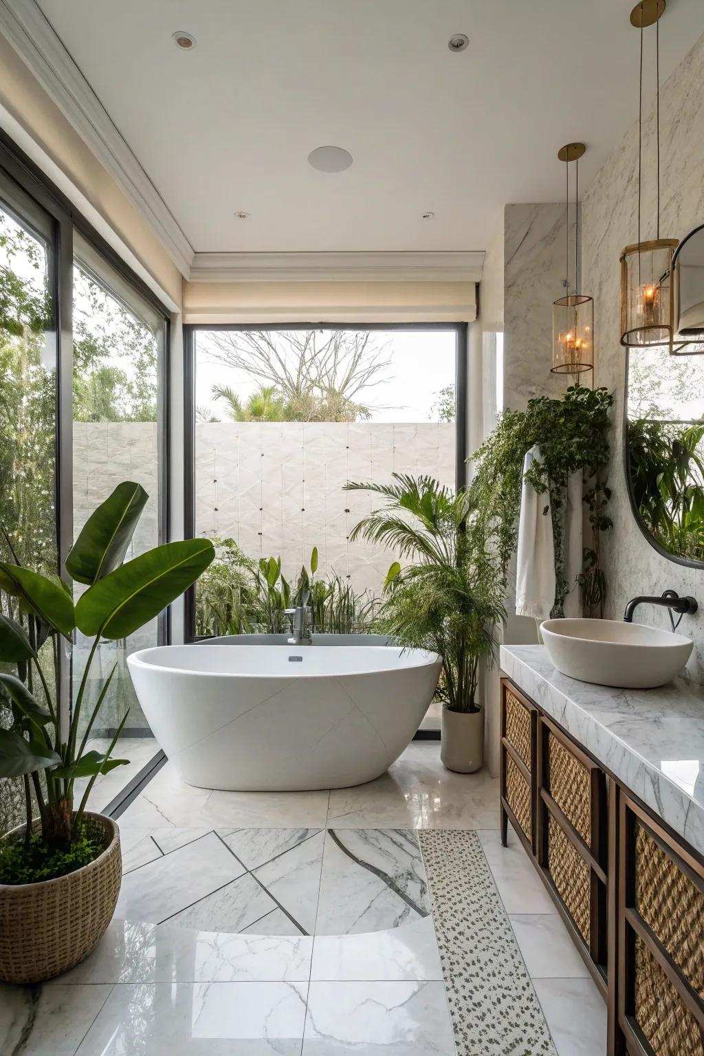 A stand-alone tub can serve as an opulent defining feature within your bathroom.