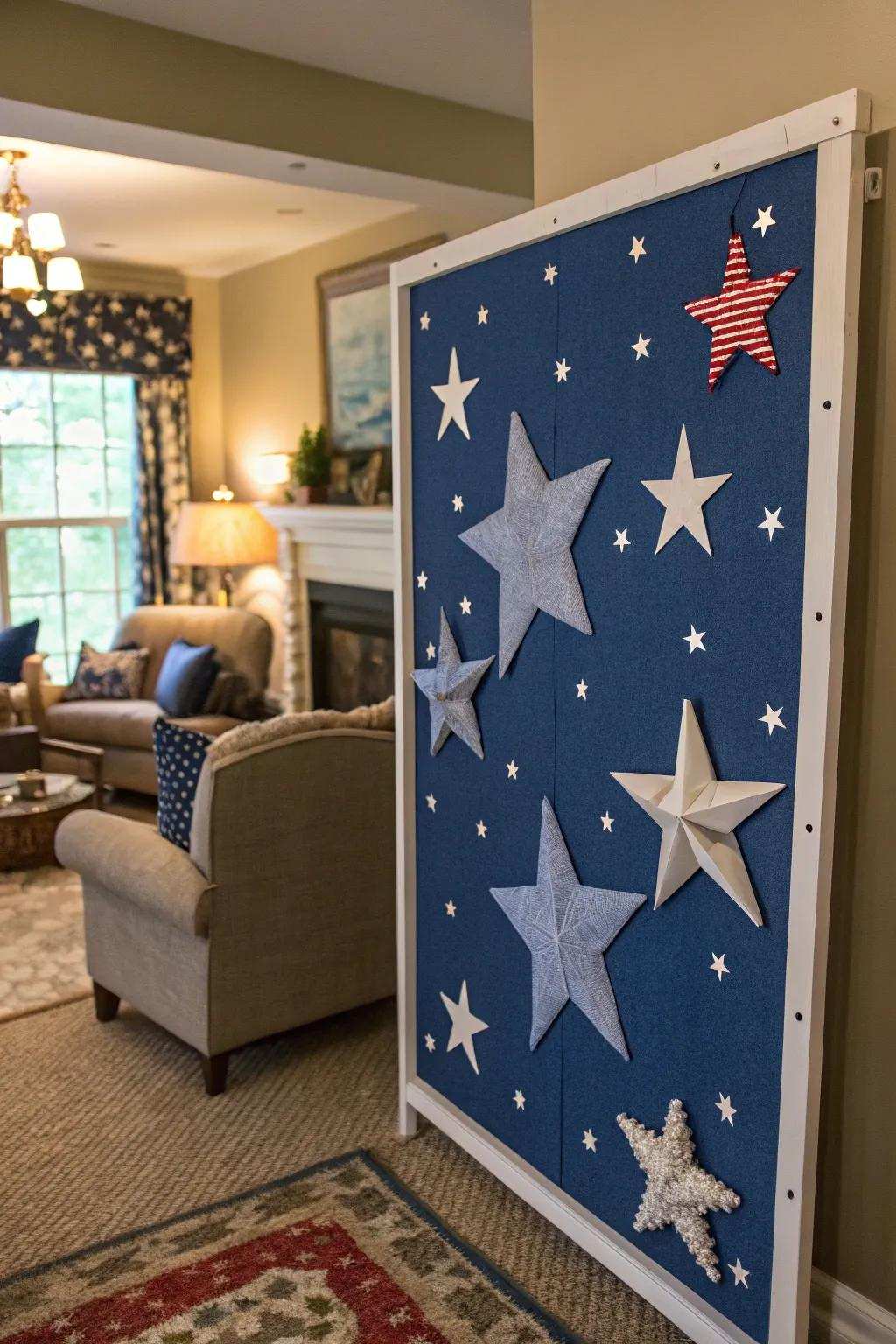 A star-studded display board capturing the patriotic spirit.