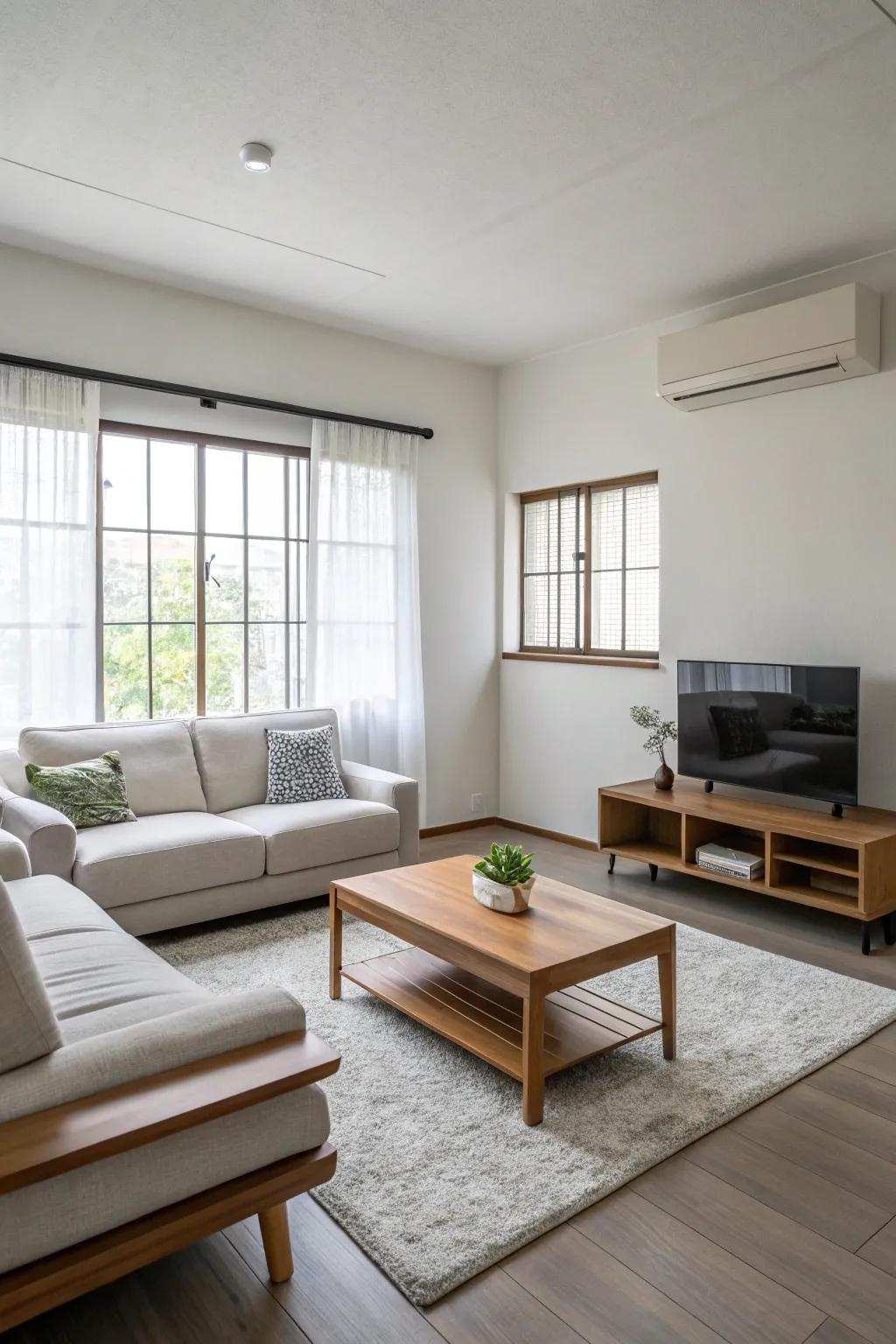 A streamlined living space that encourages serenity.