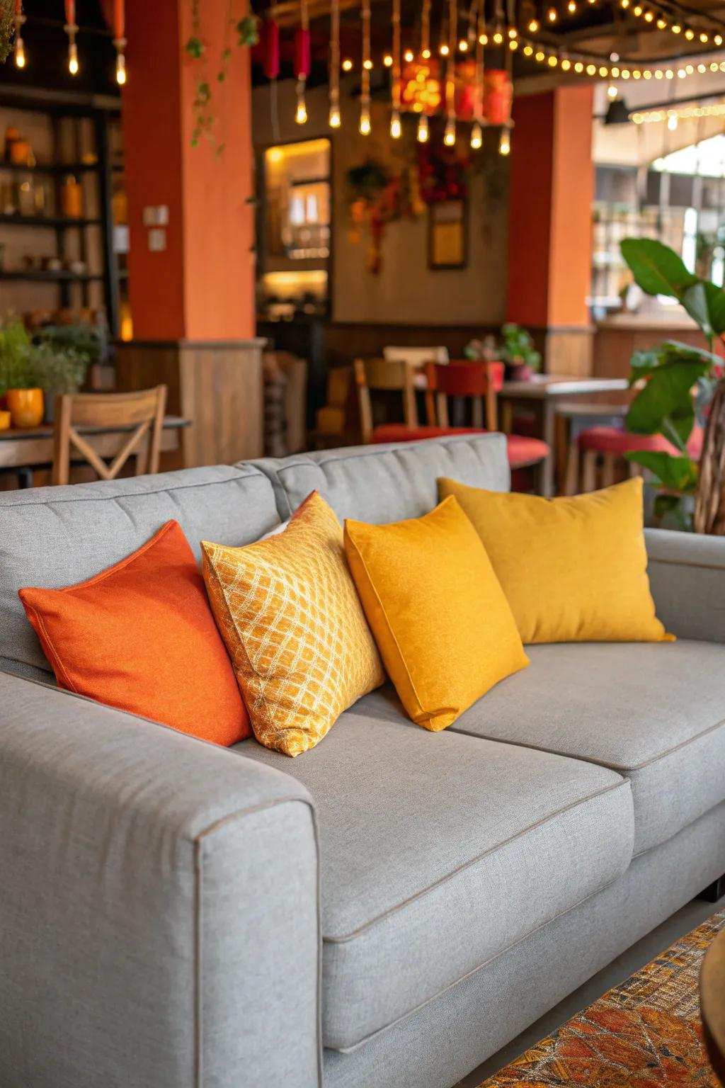 A strong and welcoming atmosphere is created by bright colors.