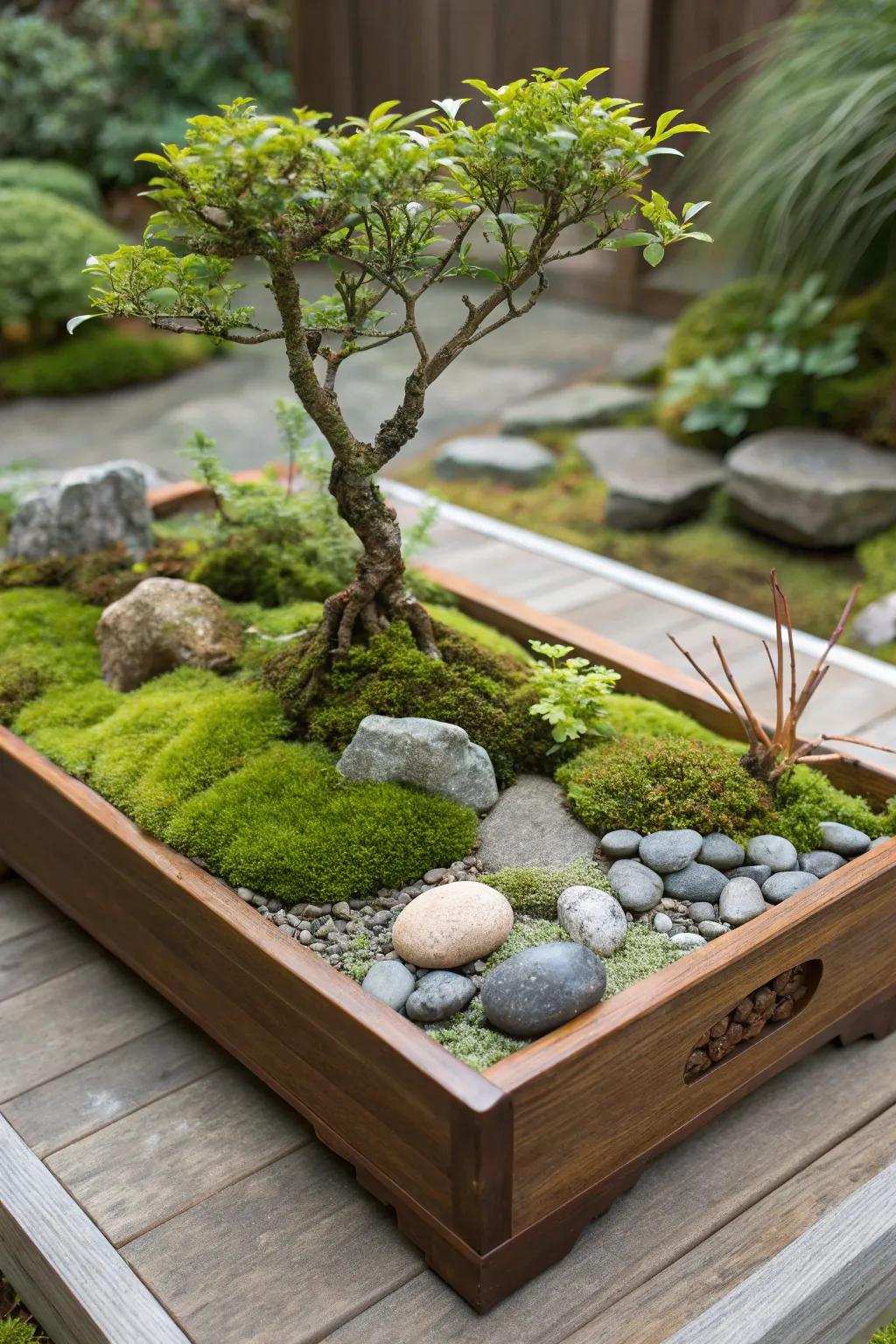 A styled moss patch that brings a serene refinement indoors.