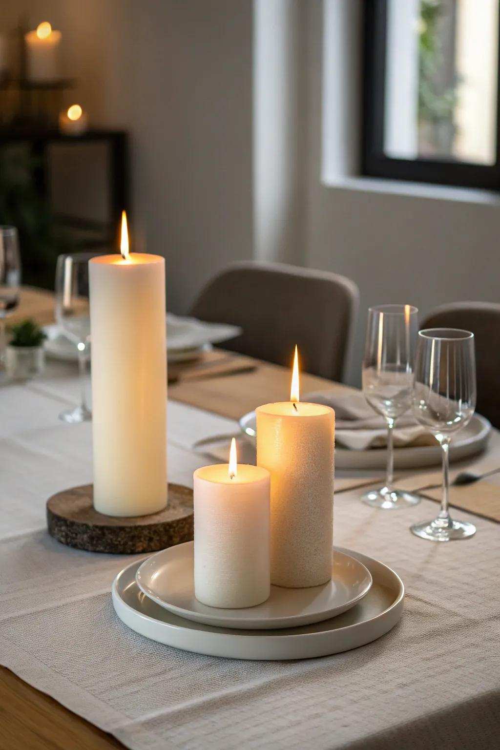 A subtle lighting grouping offers timeless elegance.