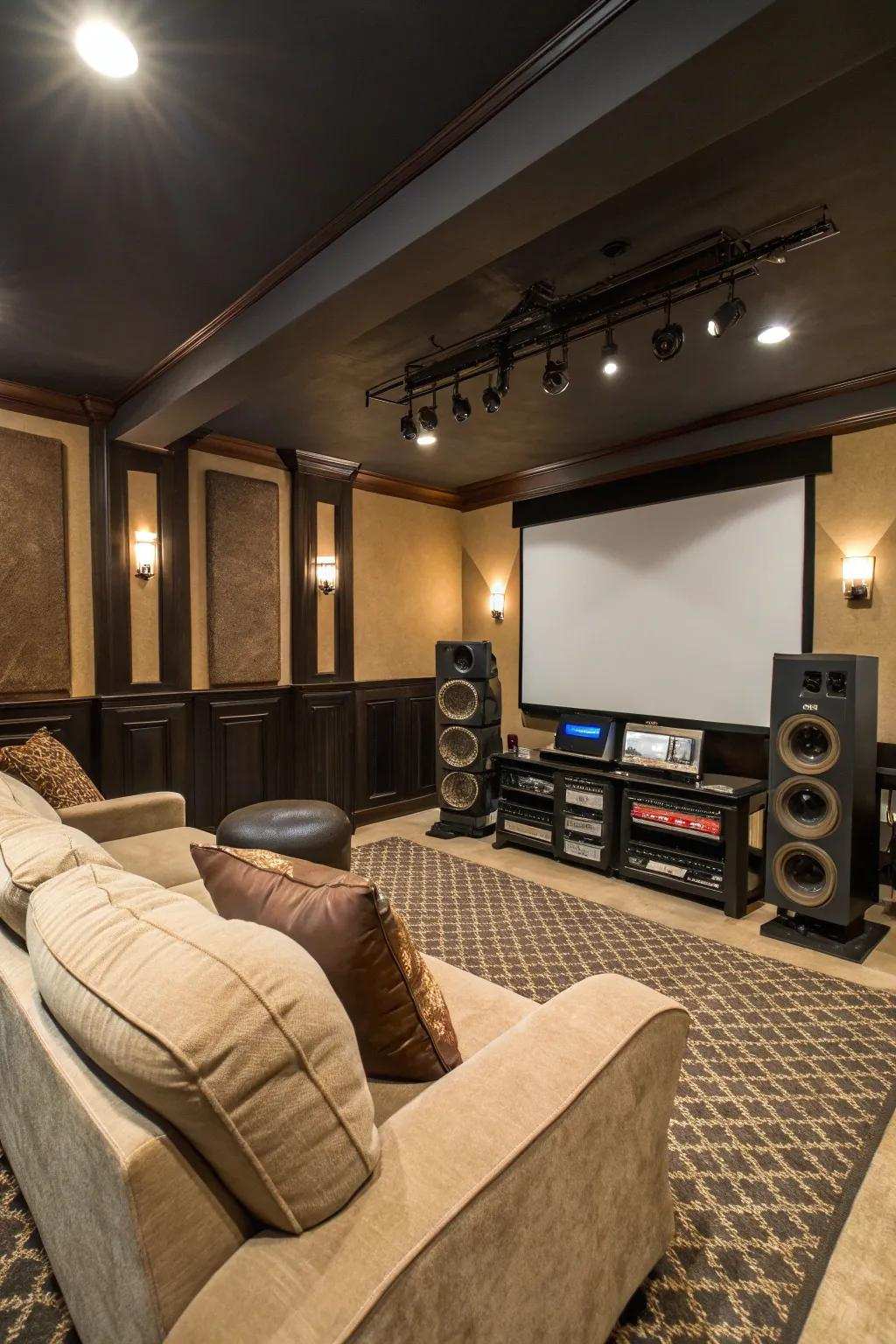 A surround sound system enhancing the cinematic experience.