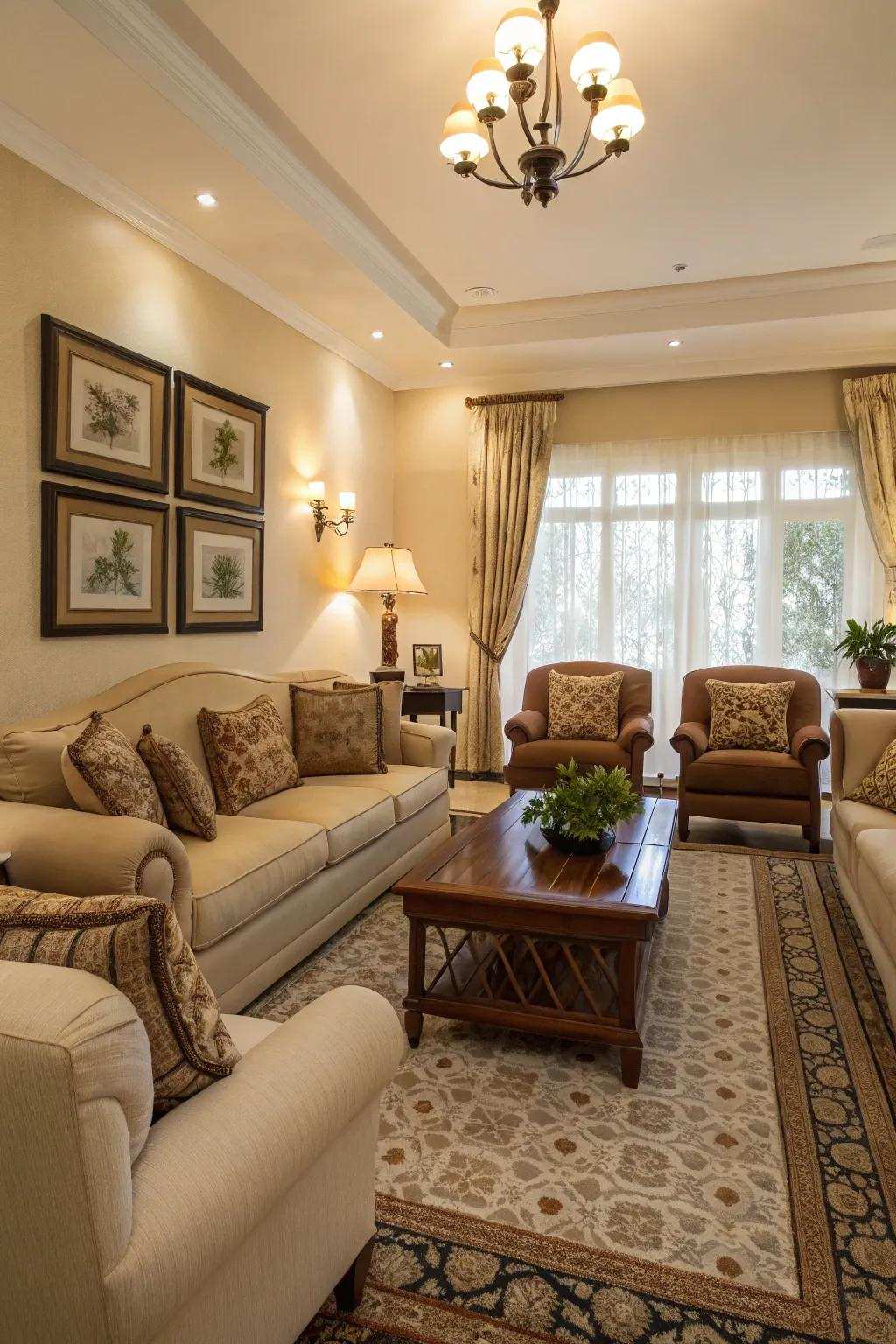 A symmetrical layout instilling equilibrium in the living space.