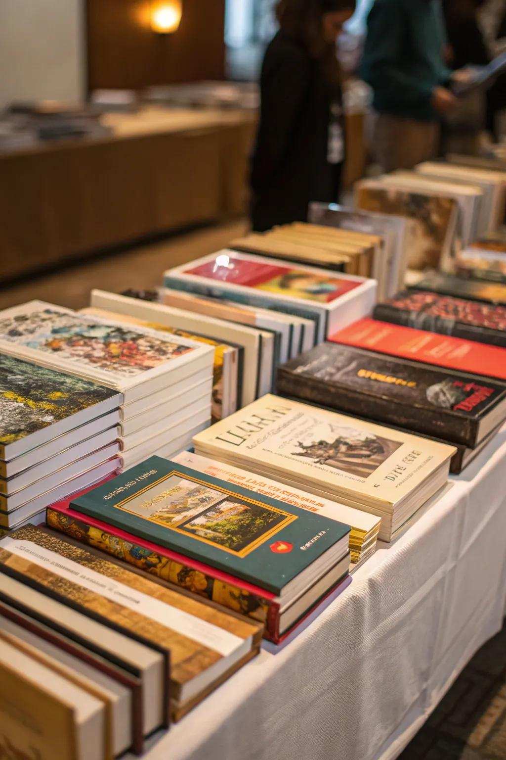 A thematic compilation of books serves as a conduit for conveying a narrative through the medium of your design aesthetic.