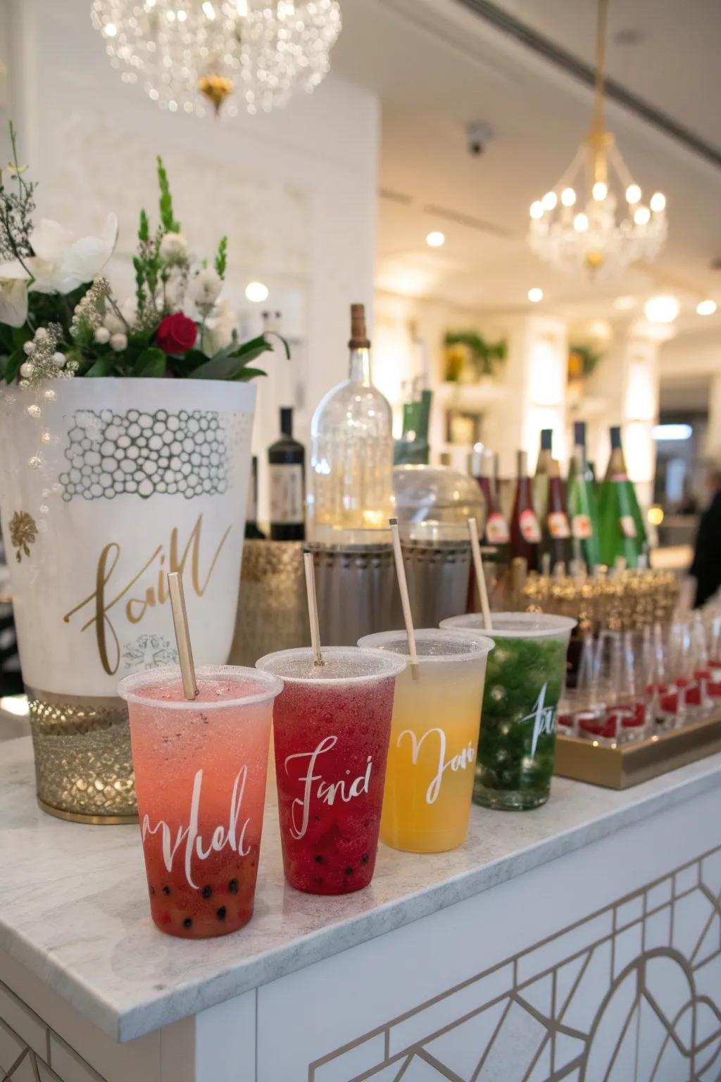 A themed drink area offering a personalized refreshment experience.