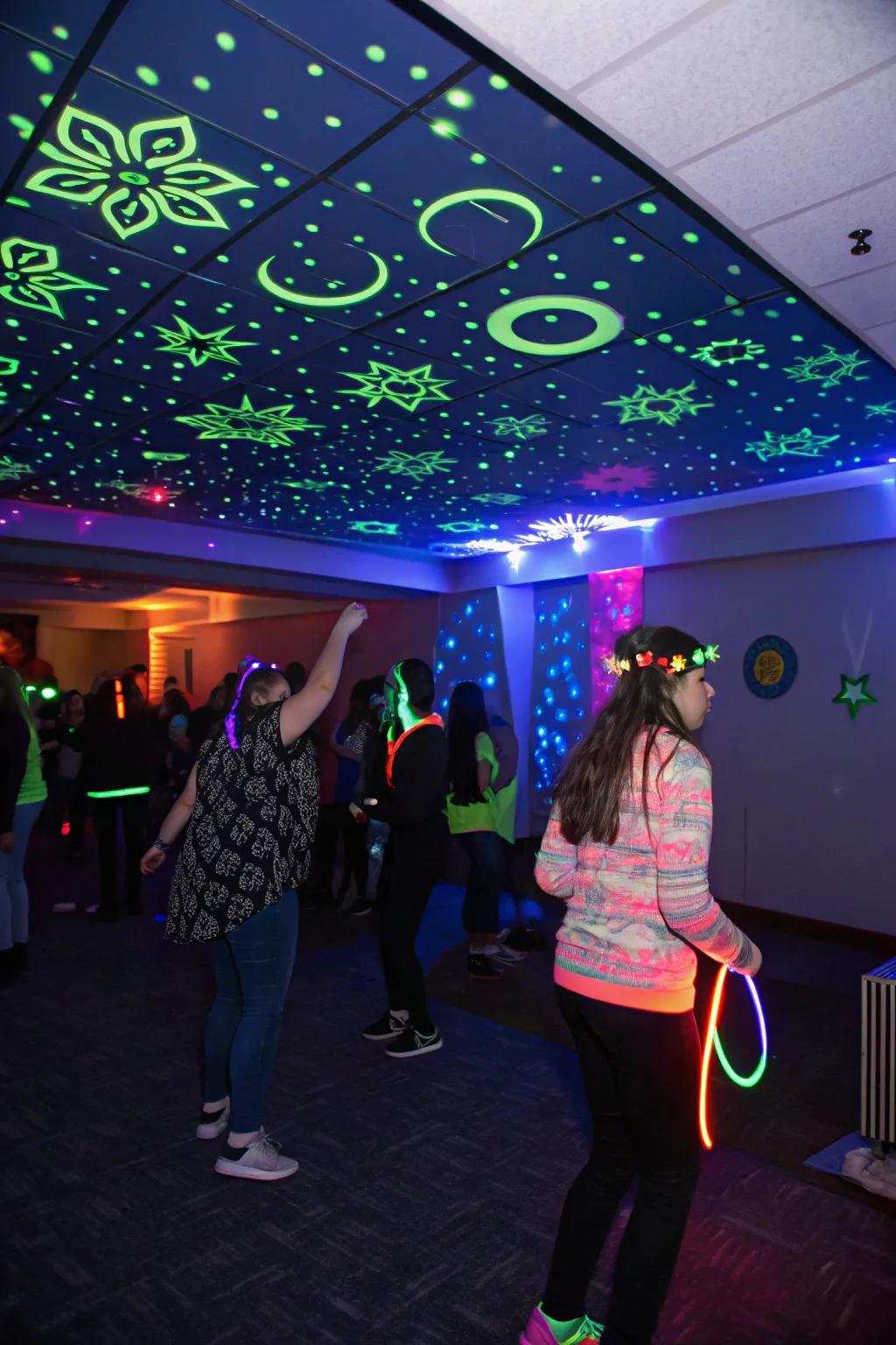 A unique indoor shine in the dark party.