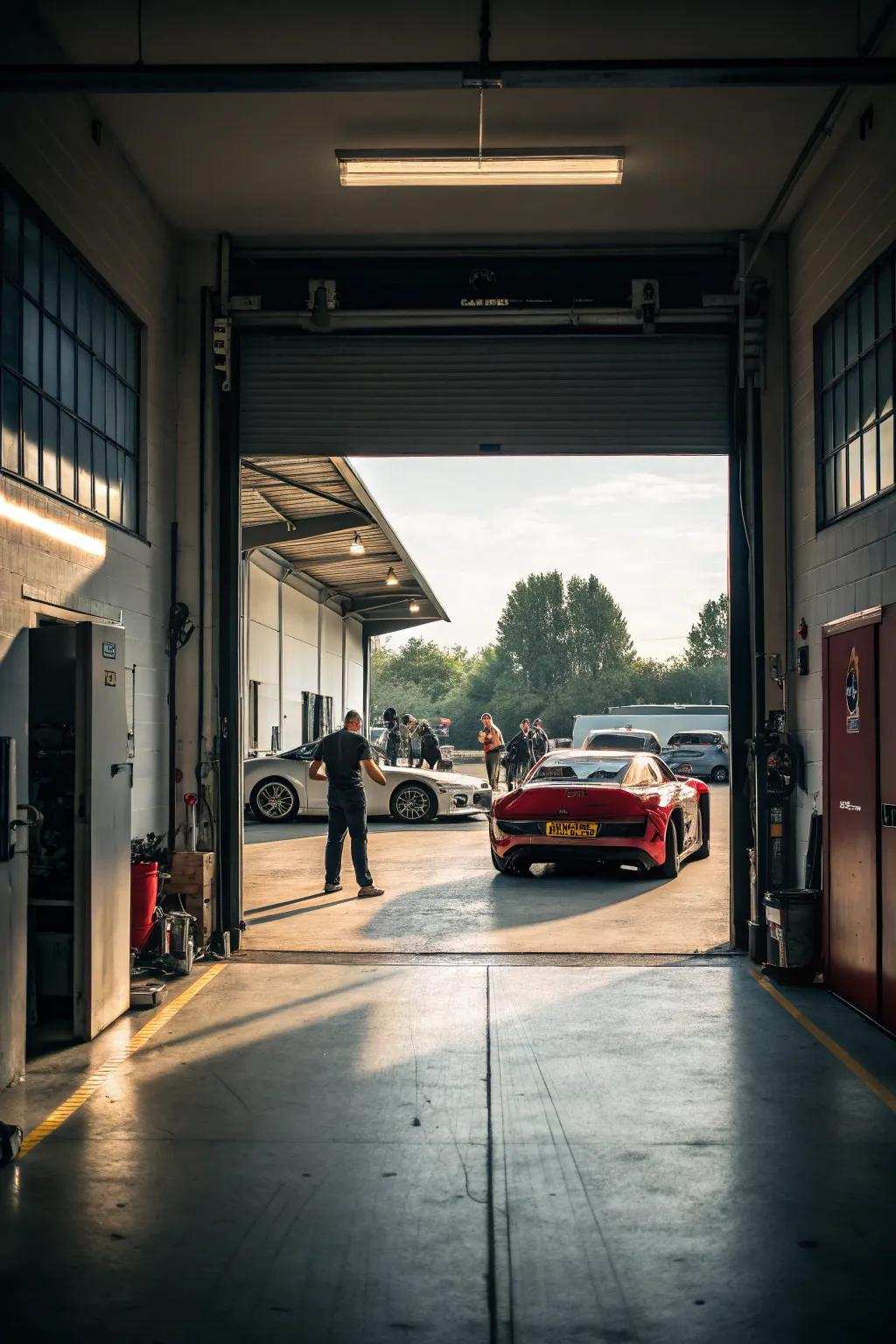 A useful garage design that allows for easy vehicle access.