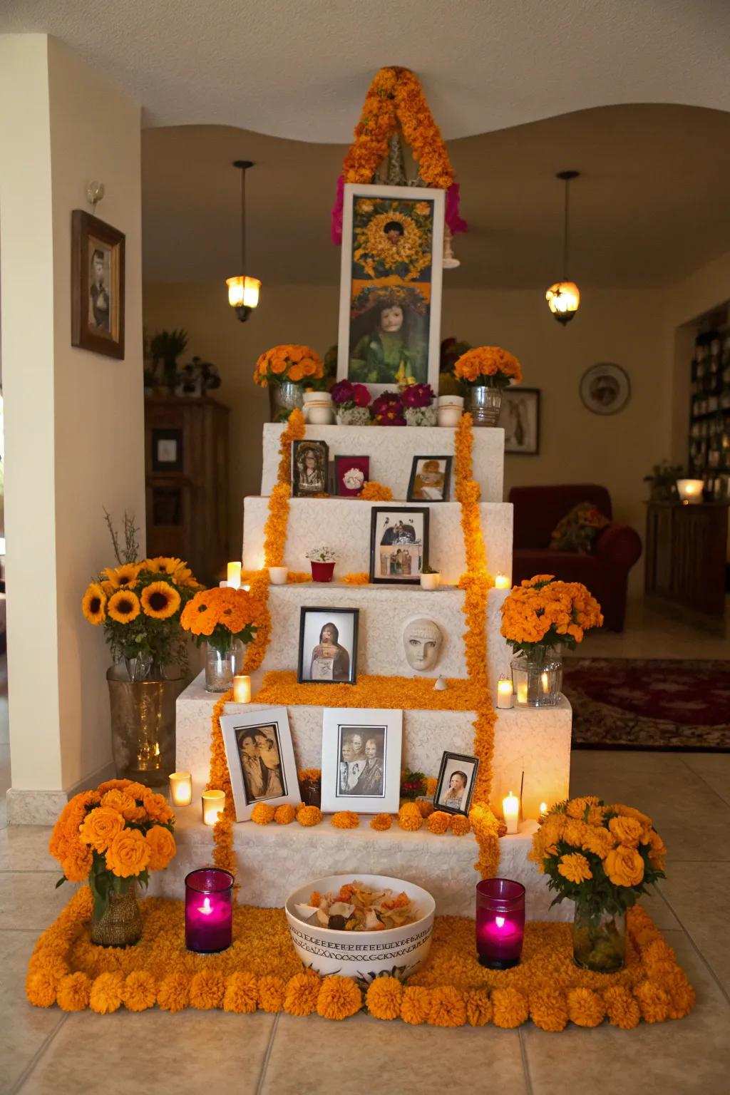A vertical altar adds dimension and represents the journey between worlds.