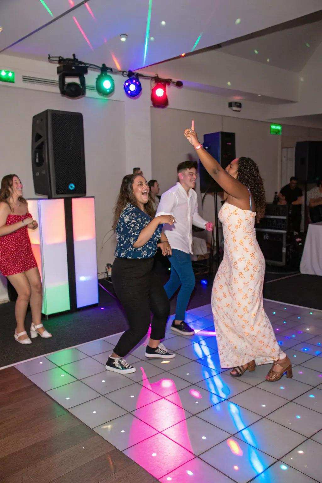 A vibrant dance celebration arrangement featuring an individualized playlist.