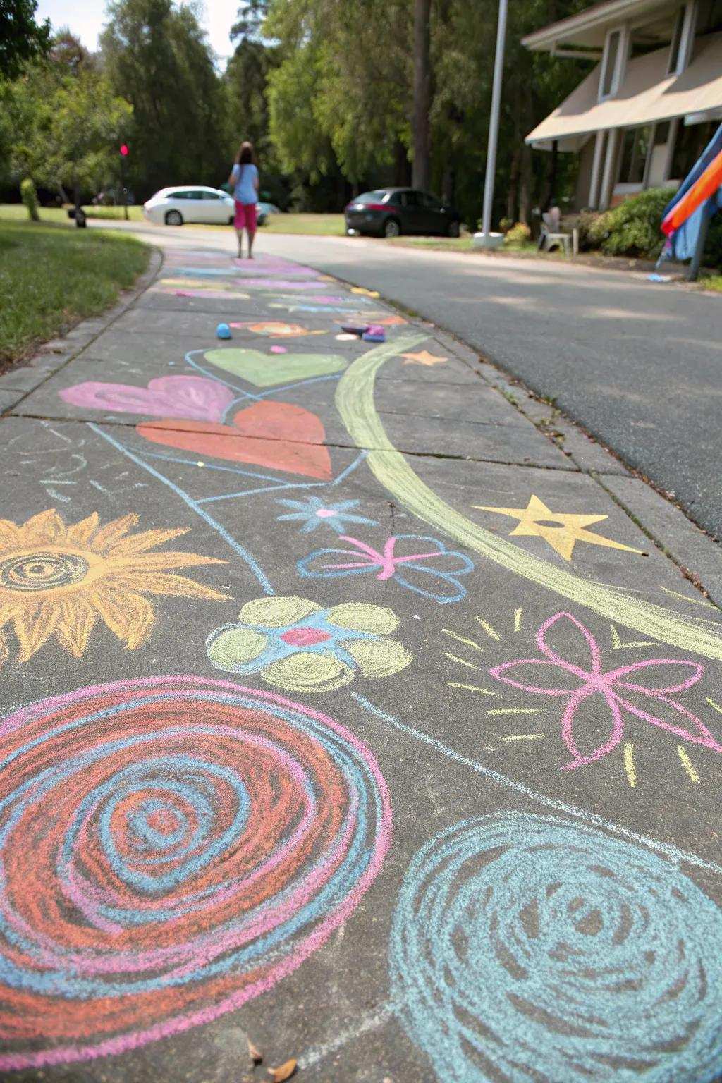 A vibrant non-figurative crayon art piece bursting with energy and color.