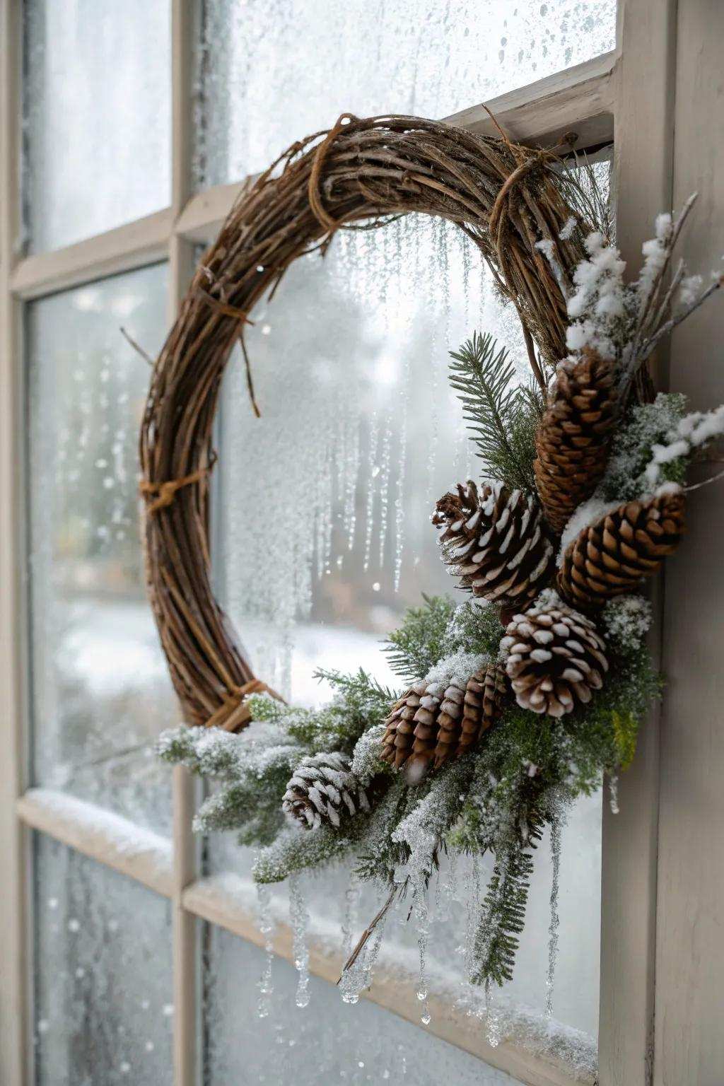 A winter circle evoking the tranquil splendor of a snow-blanketed terrain.