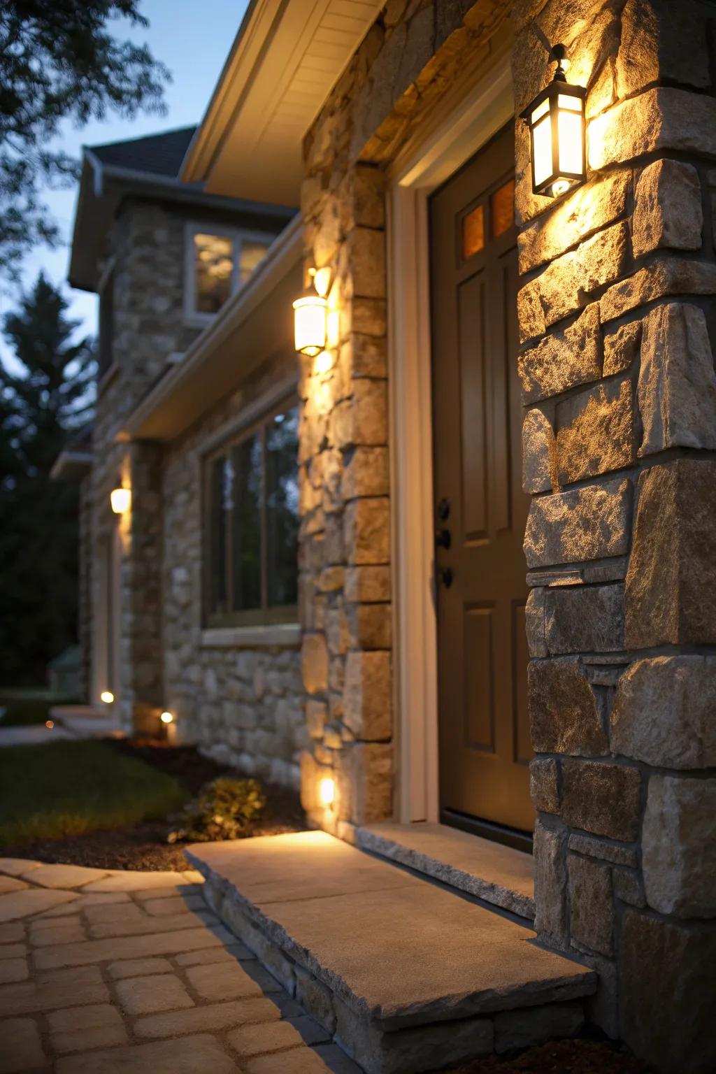 Accent illumination emphasizes architectural details beautifully.