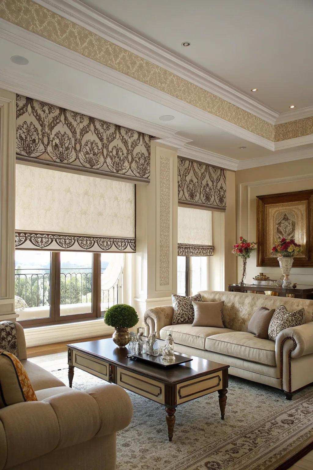 Accents inject a sophisticated finish to roller coverings.