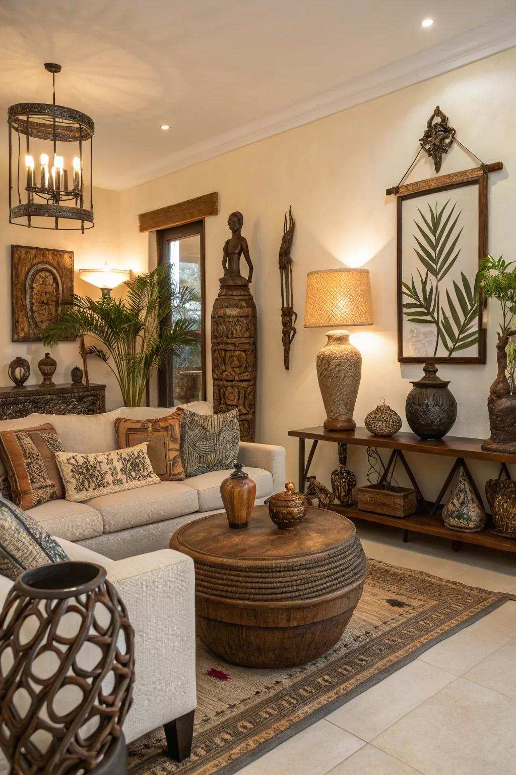 Accentuate with exotic ornamental objects.