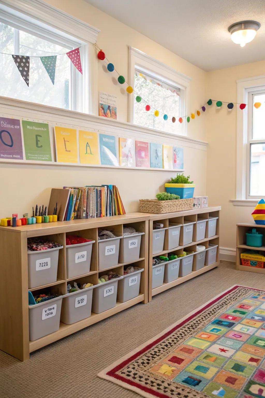 Accessible storage options foster tidiness.