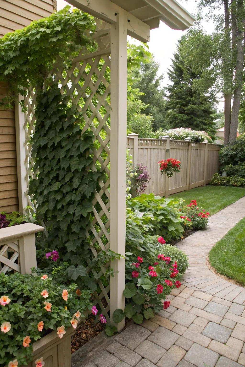 Achieve seclusion stylishly using lattice dividers.