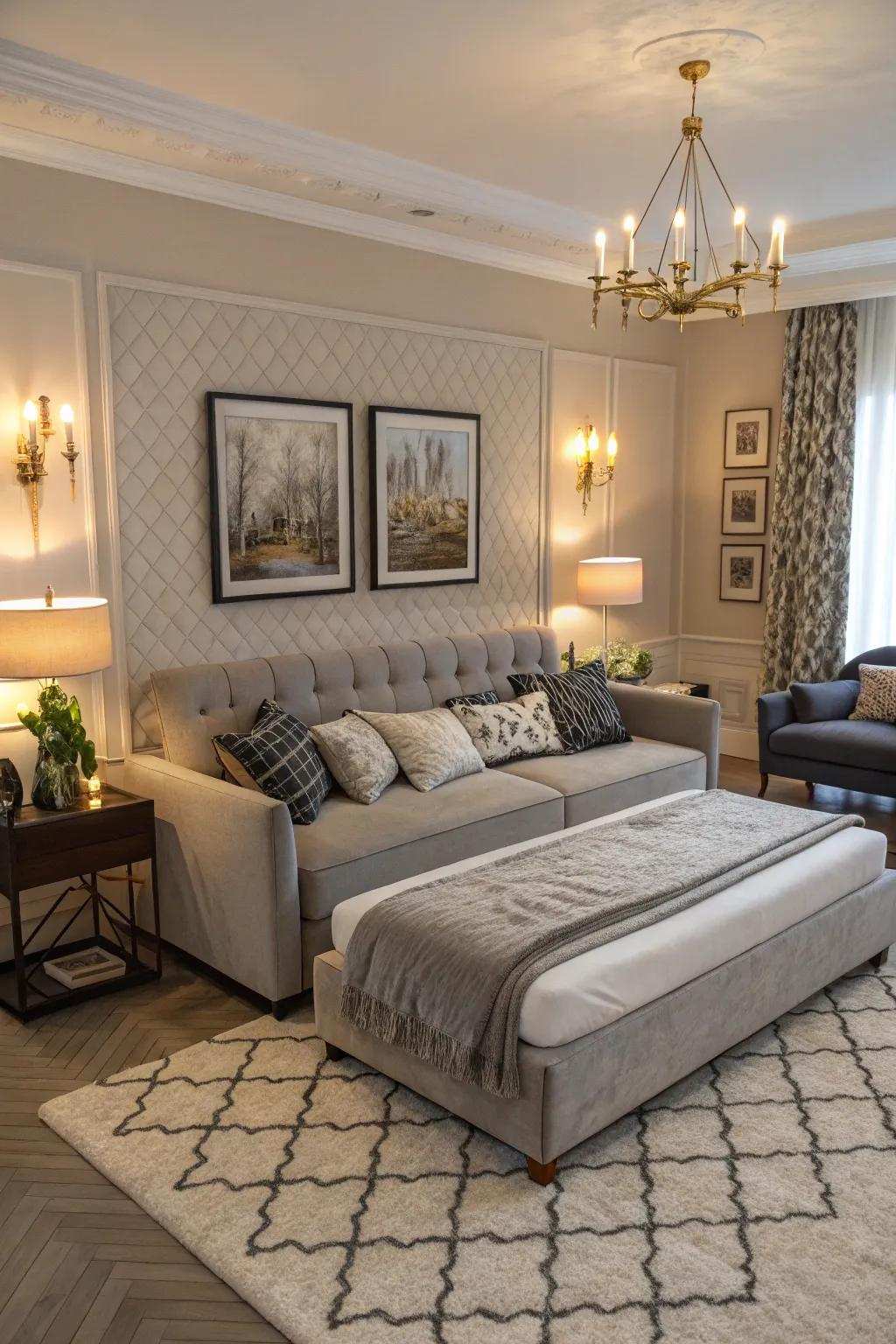 Adaptable couch bed, from seating to sleeping