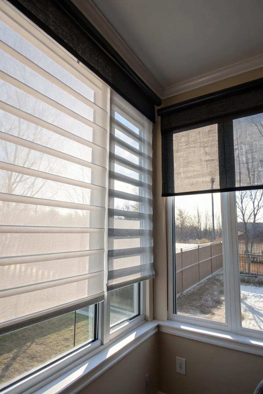 Adaptable dual panels for varied light influence.