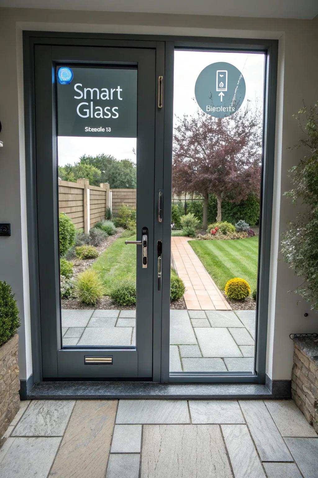 Adaptable glass presents futuristic privacy control options.