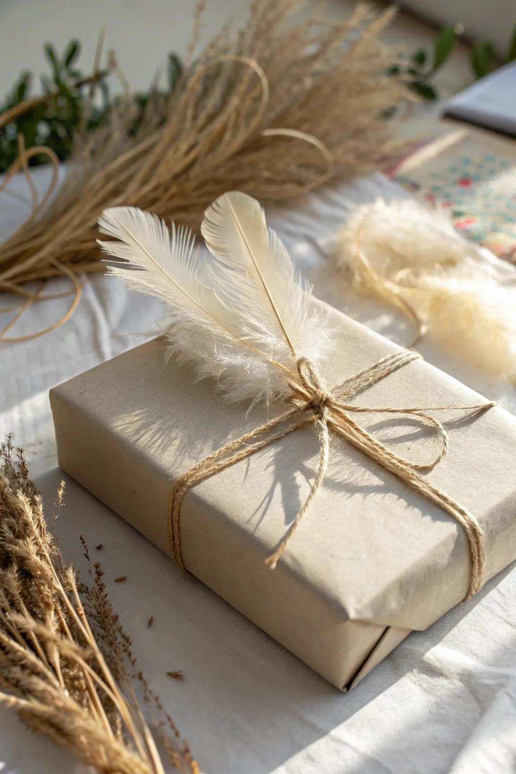 Add a bit of boho beauty to your gifts with this feathered tying idea!