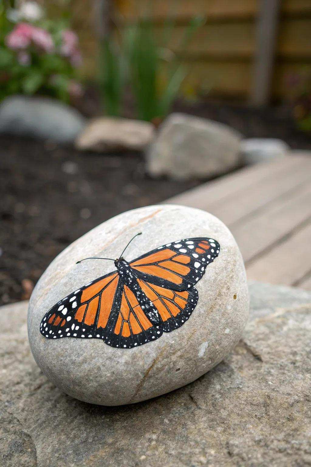 Add a hint of whimsy to your garden with bespoke butterfly decorated stones.