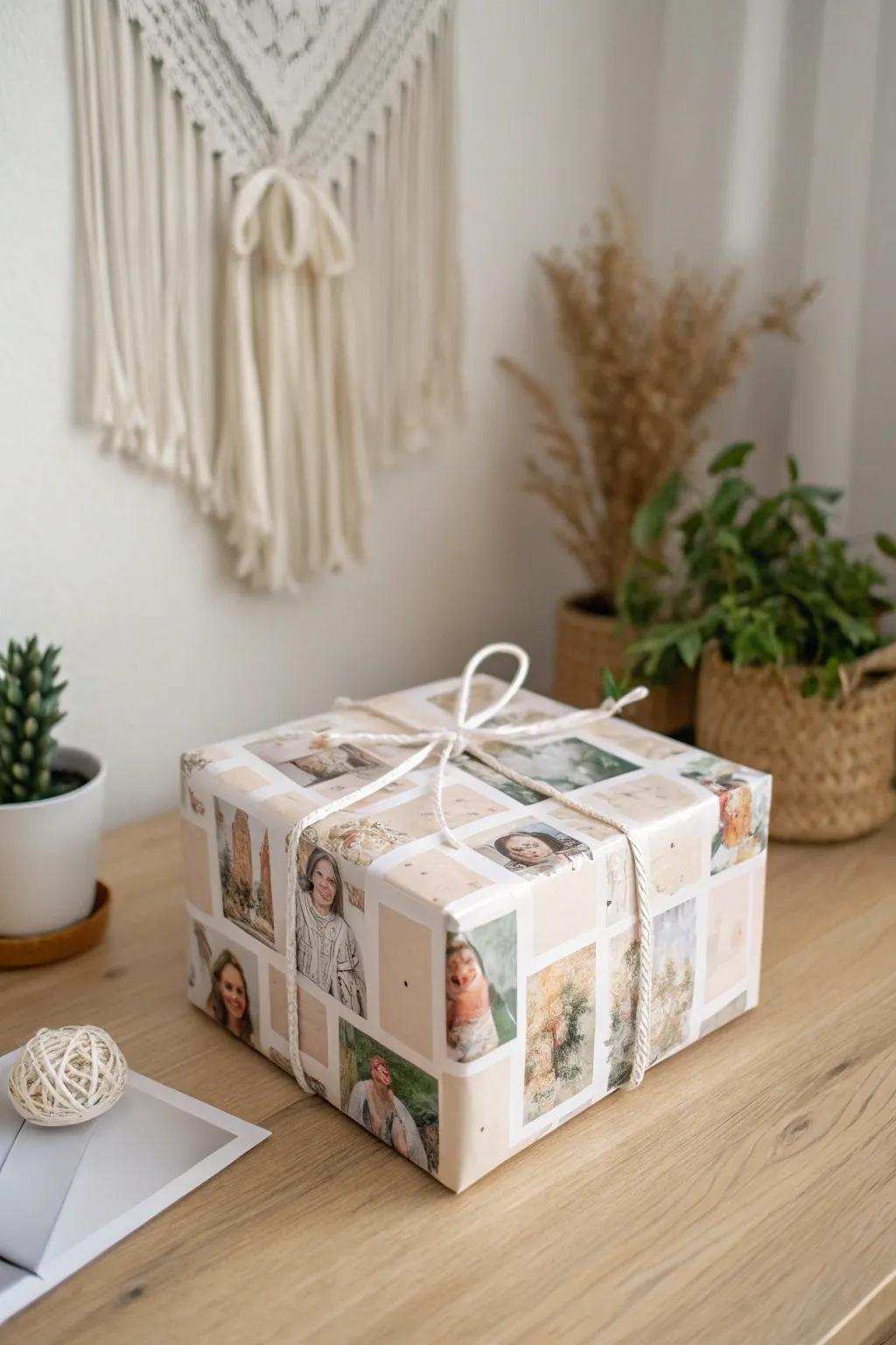 Add a personal touch to your gifts using bespoke image wrapping paper that tells a story of memories.