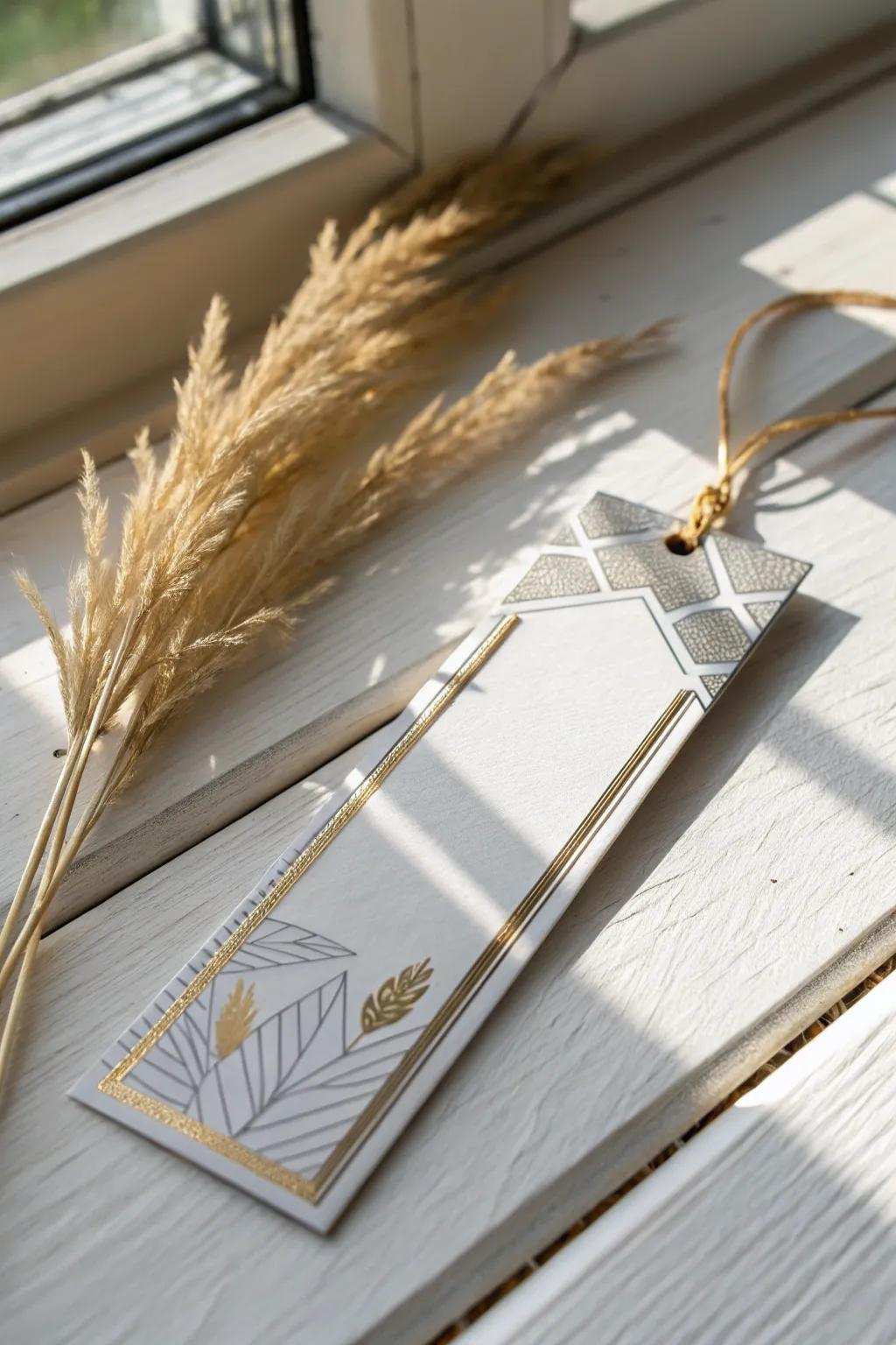Add a touch of luxury to your reading with this stunning shiny-edged page saver. Perfect for those who appreciate simple elegance.