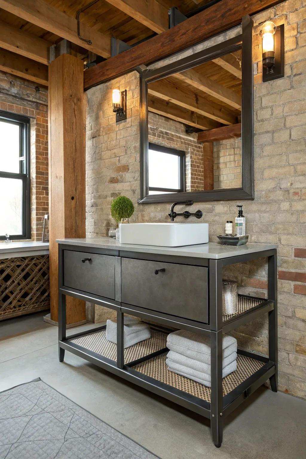 Add an edgy vibe with an urban trendy vanity.