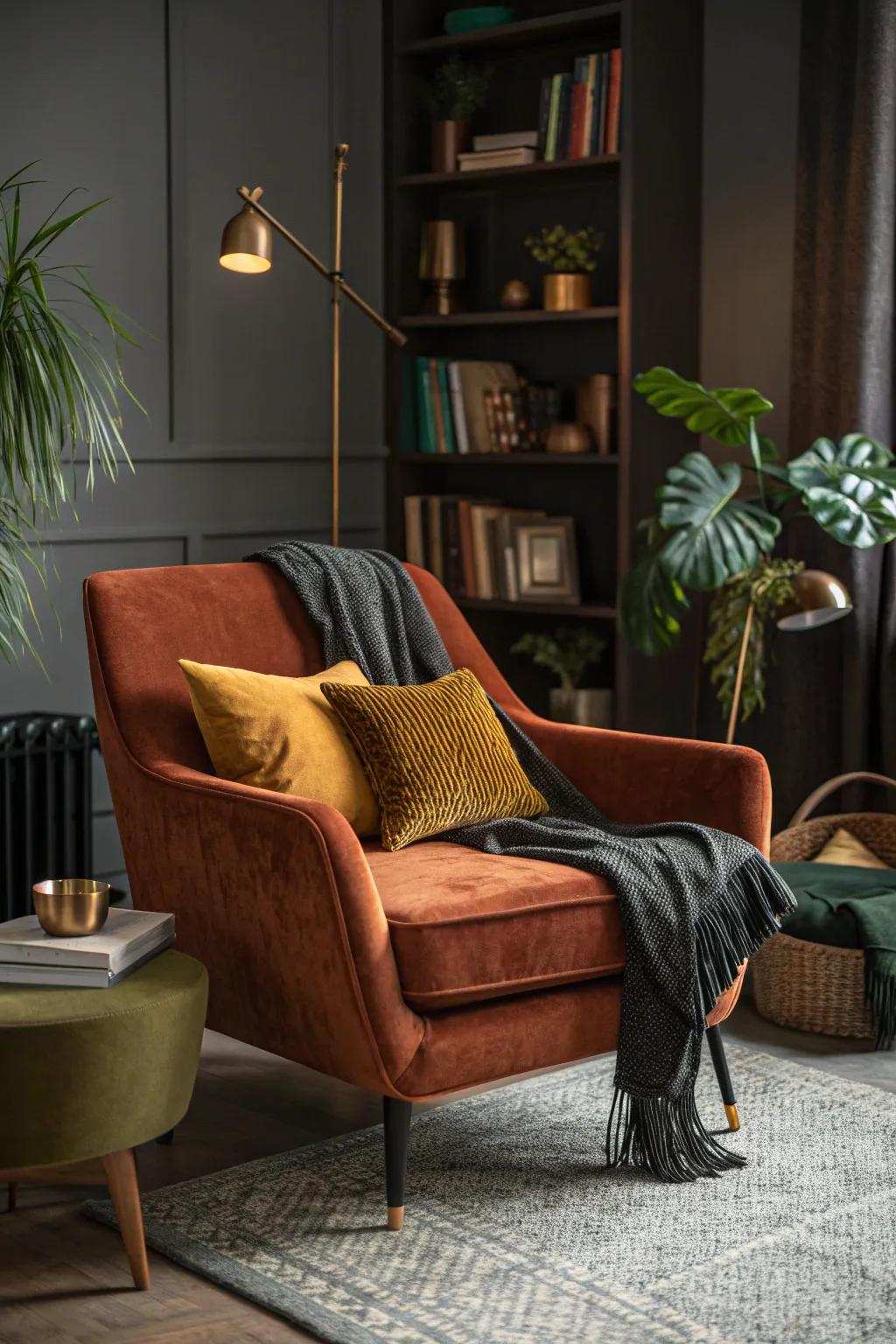 Add depth with strong earthy accents in your design.