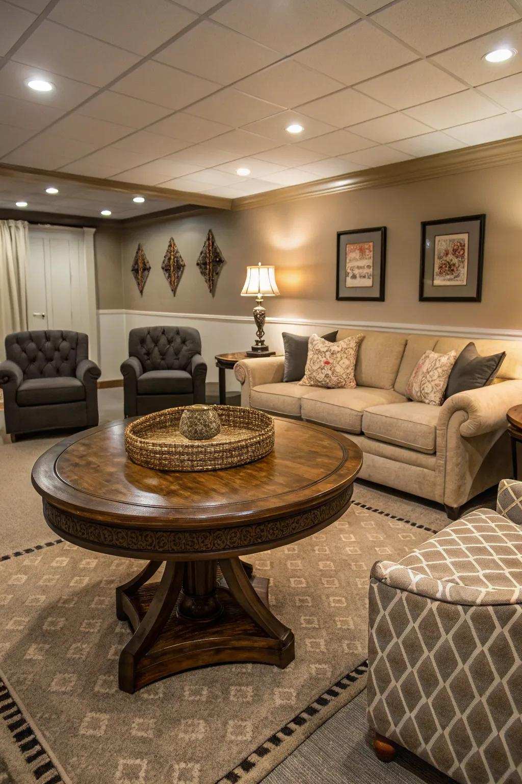 Add style and function using a coffee table that stands out.