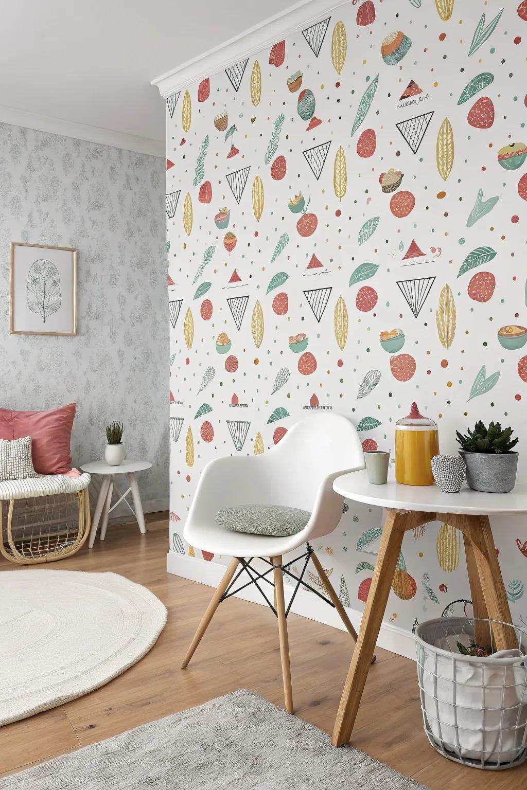 Adhesive wallpaper for playful motifs