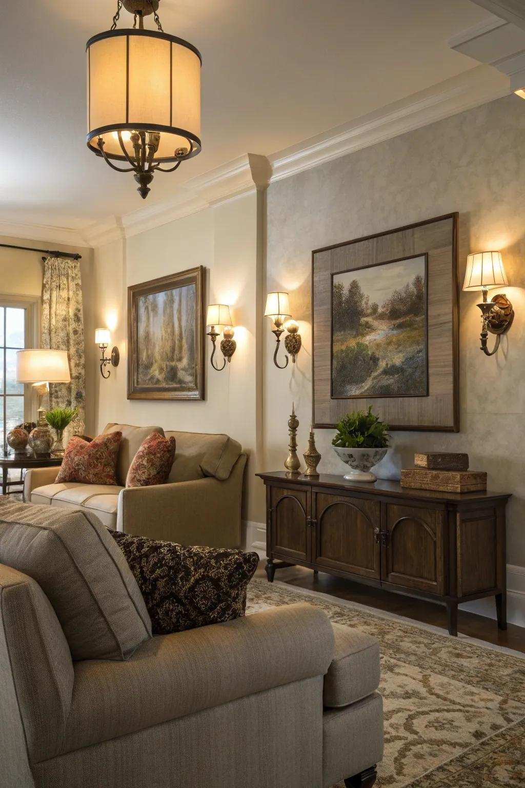 Adjustable lights provide versatile lighting options.