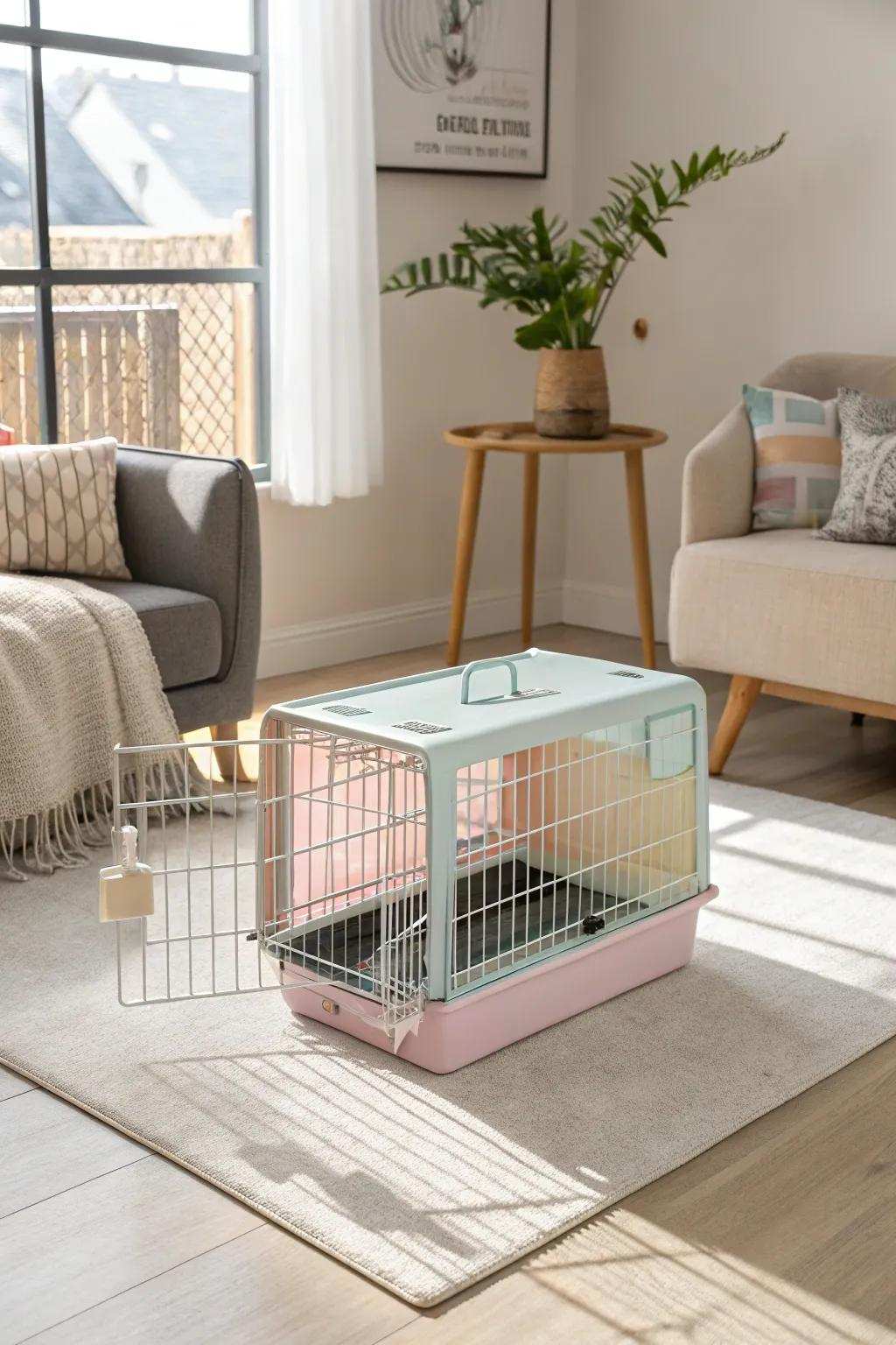 Aesthetic layout integrates the cat enclosure into your house interior.
